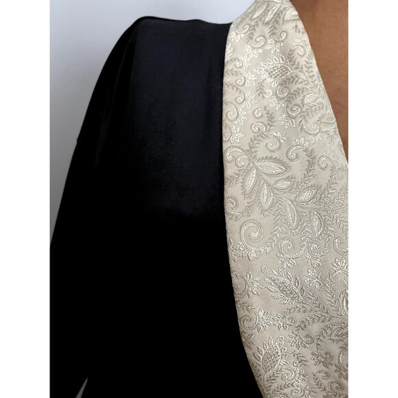 Natori Private Luxuries Sz L Velvet Robe Black Silk Maxi Luxury Elegant Glam - Picture 6 of 16